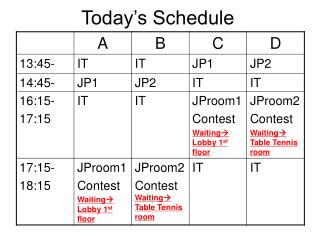 Today’s Schedule