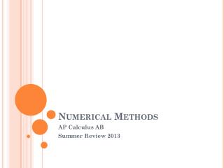 Numerical Methods