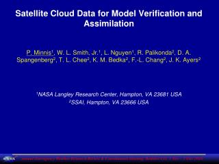 Satellite Cloud Data for Model Verification and Assimilation