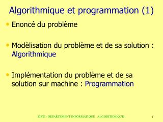 Algorithmique et programmation (1) ‏