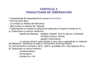 CAPITOLUL 5 TRADUCTOARE DE TEMPERATURĂ