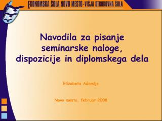 Navodila za pisanje seminarske naloge, dispozicije in diplomskega dela