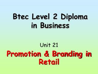 Btec Level 2 Diploma in Business