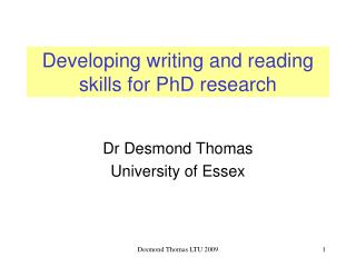 Developing writing and reading skills for PhD research