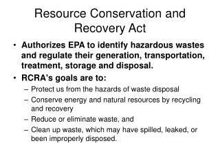 PPT - Resource Conservation and Recovery Act PowerPoint Presentation ...