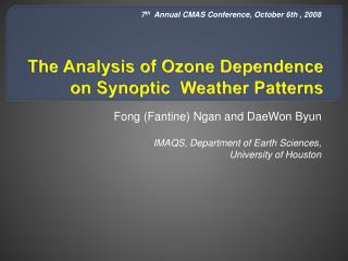 The Analysis of Ozone Dependence on Synoptic Weather Patterns