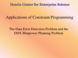 Applications of Constraint Programming