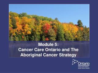 Module 5: Cancer Care Ontario and The Aboriginal Cancer Strategy