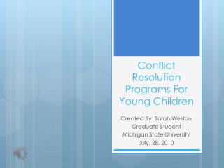 Conflict Resolution Programs For Young Children