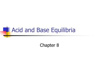 Acid and Base Equilibria