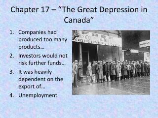 Chapter 17 – “The Great Depression in Canada”