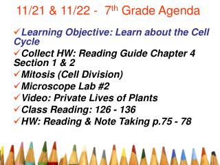 11/21 &amp; 11/22 - 7 th Grade Agenda