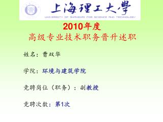 2010 年度 高级专业技术职务晋升述职