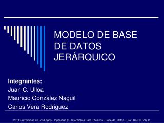 MODELO DE BASE DE DATOS JERÁRQUICO