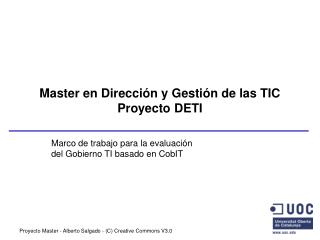 Master en Dirección y Gestión de las TIC Proyecto DETI