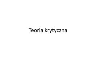 Teoria krytyczna