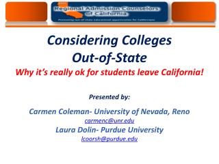 regionaladmissions Providing out-of-state options for students of California