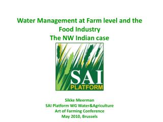 Sikke Meerman SAI Platform WG Water&amp;Agriculture Art of Farming Conference May 2010, Brussels