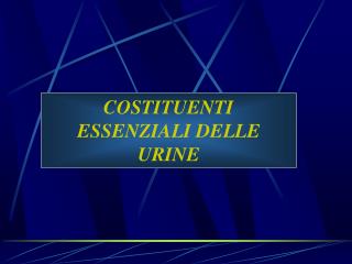 COSTITUENTI ESSENZIALI DELLE URINE
