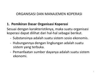 ORGANISASI DAN MANAJEMEN KOPERASI