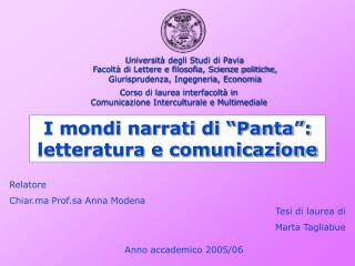 I mondi narrati di “Panta”: letteratura e comunicazione