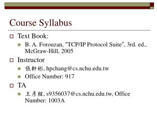 Course Syllabus