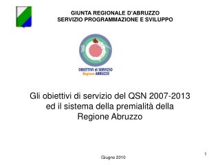 GIUNTA RE GIONALE D’ABRUZZO SERVIZIO PROGRAMMAZIONE E SVILUPPO