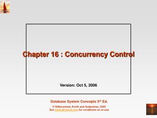 Chapter 16 : Concurrency Control