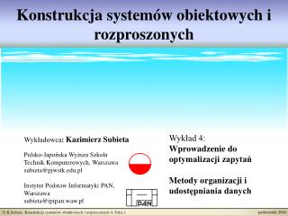 Konstrukcja systemów obiektowych i rozproszonych