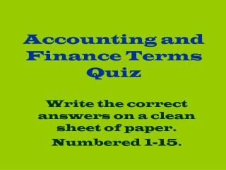 Accounting and Finance Terms Quiz