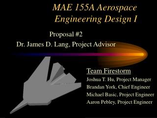 MAE 155A Aerospace Engineering Design I