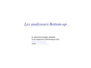 Les analyseurs Bottom-up