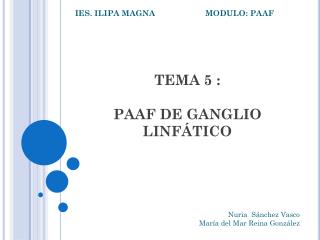 TEMA 5 : PAAF DE GANGLIO LINFÁTICO