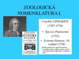 ZOOLOGICKÁ NOMENKLATURA I.