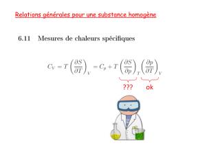 Relations générales pour une substance homogène