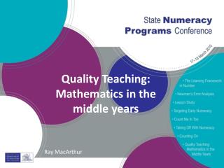 Quality Teaching: Mathematics in the middle years