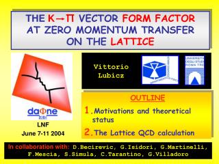 OUTLINE Motivations and theoretical status The Lattice QCD calculation