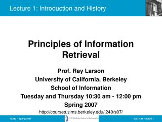 Lecture 1: Introduction and History