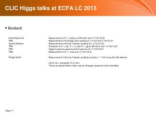 CLIC Higgs talks at ECFA LC 2013