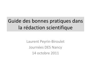 Guide des bonnes pratiques dans la rédaction scientifique