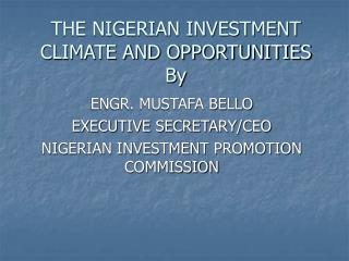 THE NIGERIAN INVESTMENT CLIMATE AND OPPORTUNITIES By
