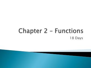 Chapter 2 – Functions