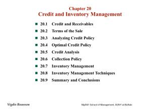 Chapter 20 Credit and Inventory Management