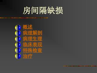 房间隔缺损 概述 病理解剖 病理生理 临床表现 特殊检查 治疗