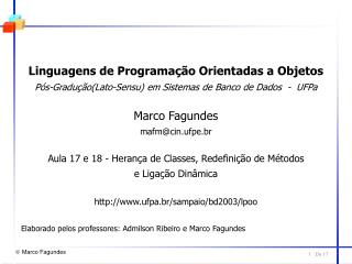 Linguagens de Programação Orientadas a Objetos