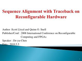 Sequence Alignment with Traceback on Reconfigurable Hardware