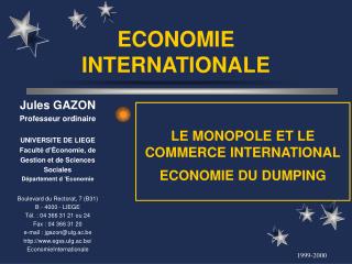 ECONOMIE INTERNATIONALE