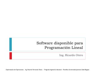 Software disponible para Programación Lineal