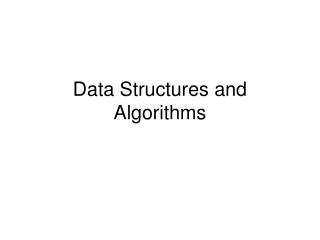 Data Structures and Algorithms