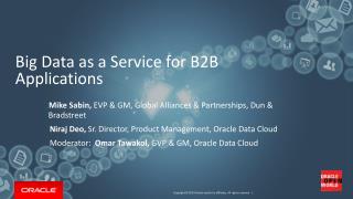 Big Data as a Service for B2B Applications